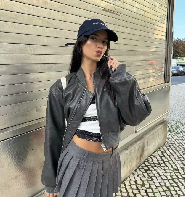 Faux Leather Jacket – Zip Front & Soft Inner Padding