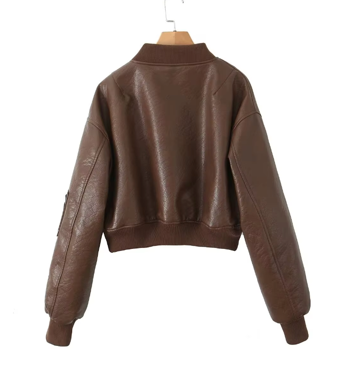 Faux Leather Jacket – Zip Front & Soft Inner Padding
