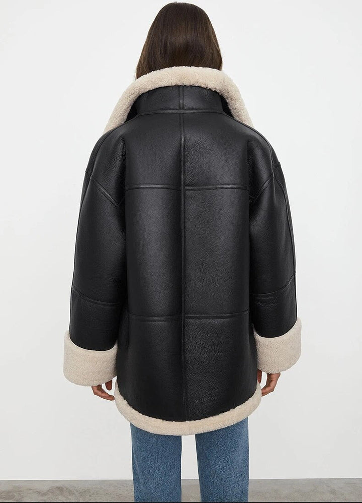 Faux Shearling Jacket – Thick Cuffs & Wide Collar Fit