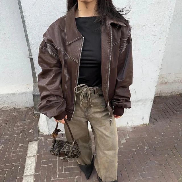 Fitted Bomber Jacket – Dropped Shoulders & Zip Front