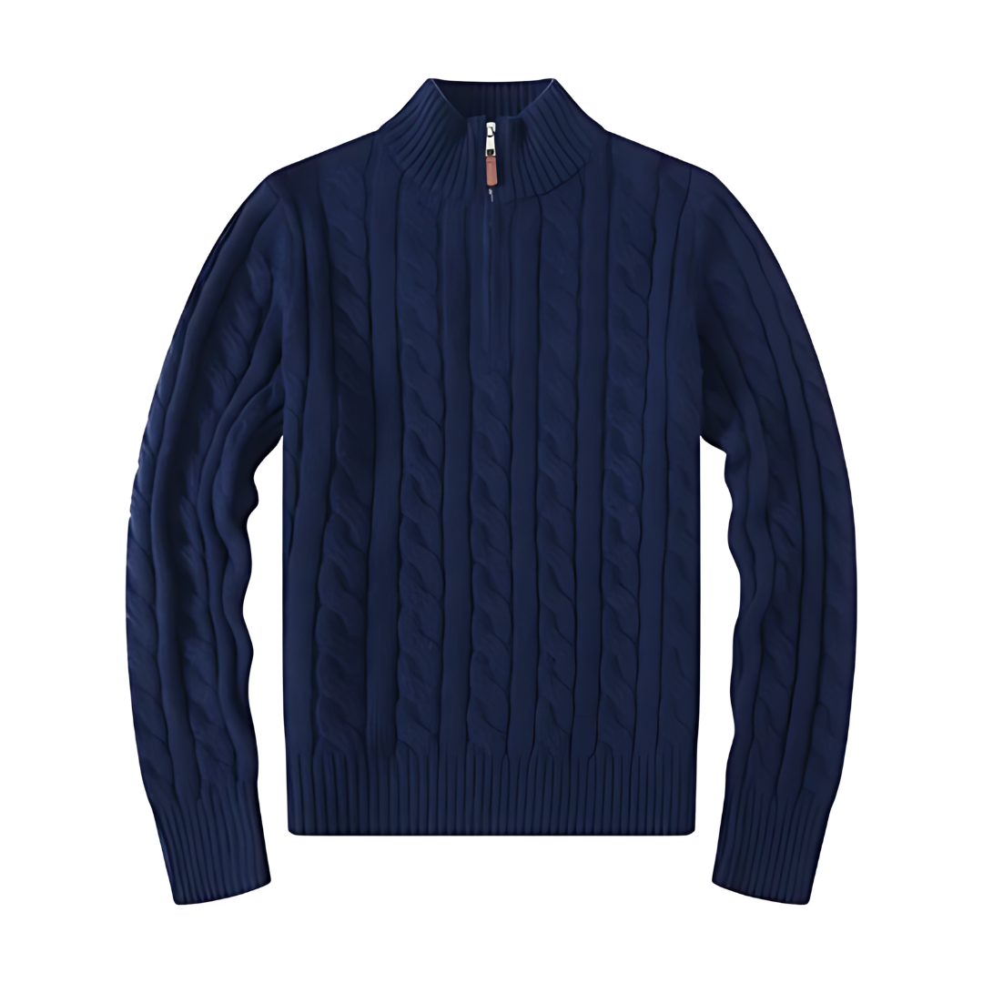 Half-Zip Sweater – Ribbed Texture & Shaped Fit