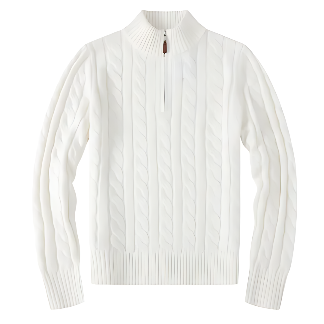 Half-Zip Sweater – Ribbed Texture & Shaped Fit