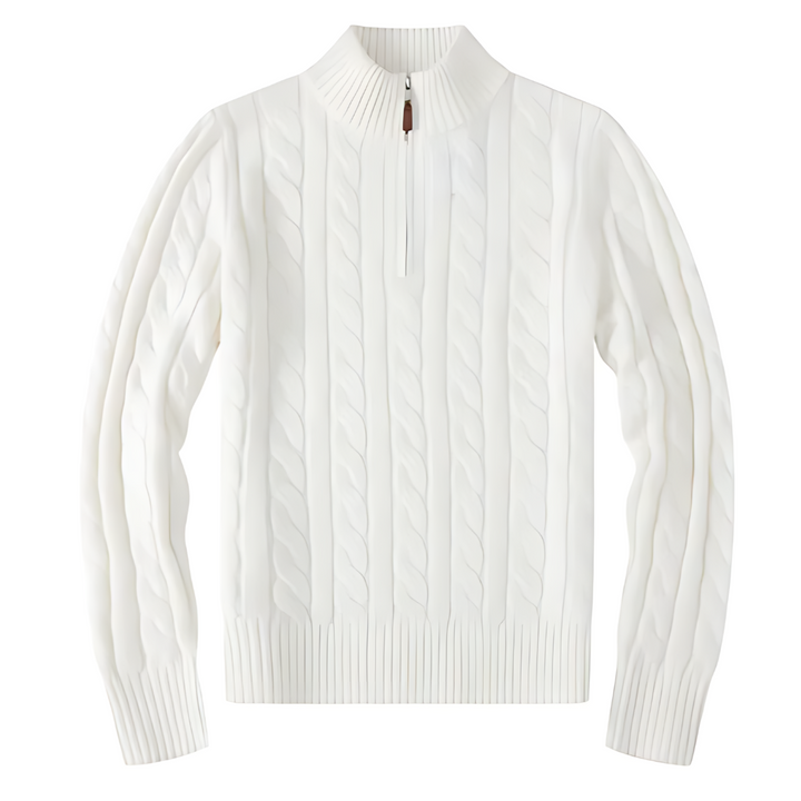 Half-Zip Sweater – Ribbed Texture & Shaped Fit