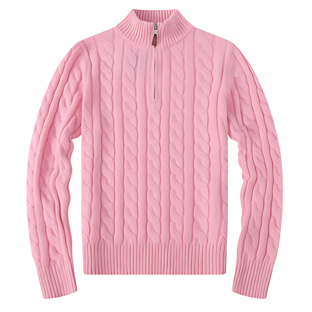Half-Zip Sweater – Ribbed Texture & Shaped Fit
