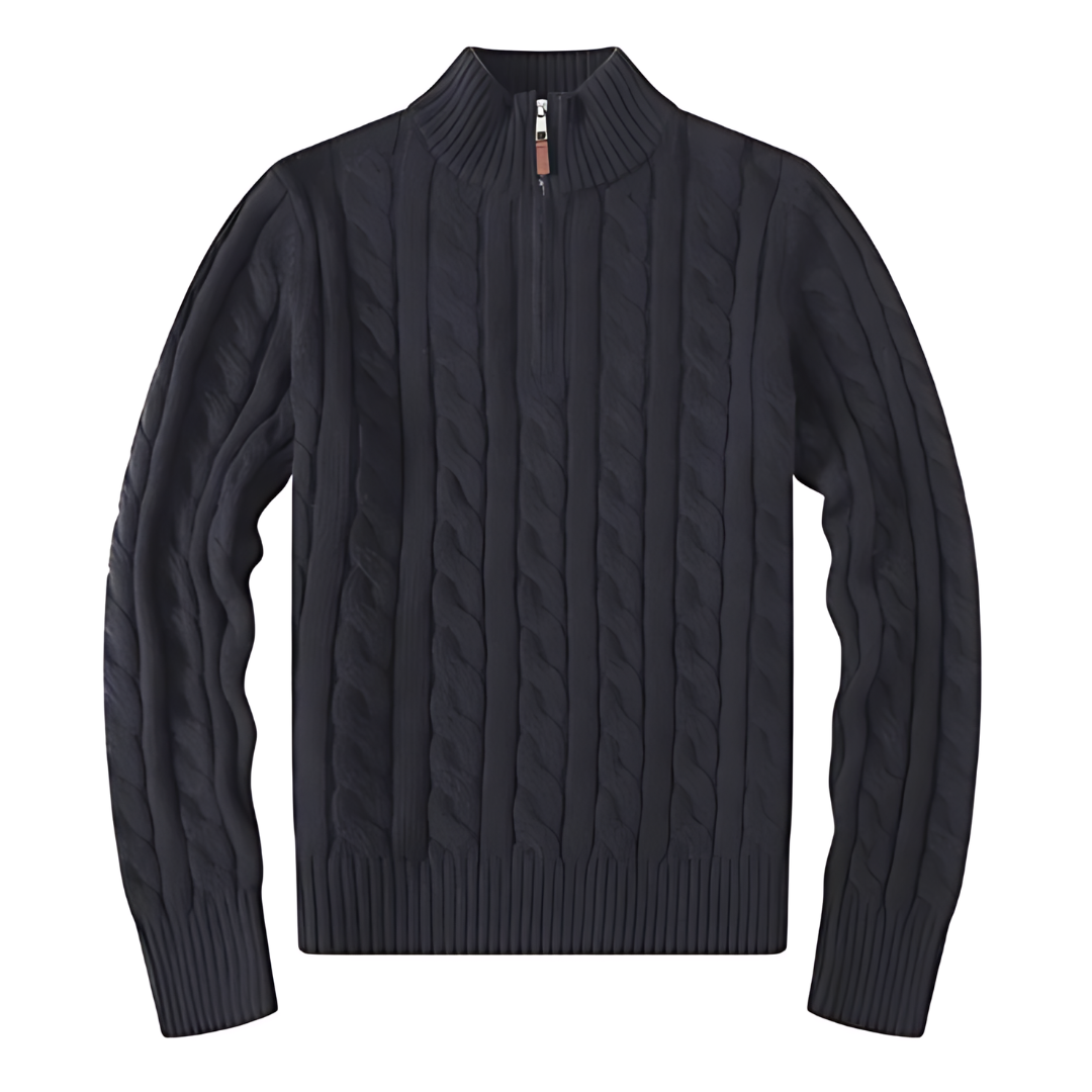 Half-Zip Sweater – Ribbed Texture & Shaped Fit