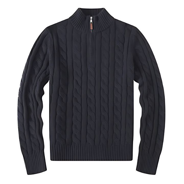 Half-Zip Sweater – Ribbed Texture & Shaped Fit