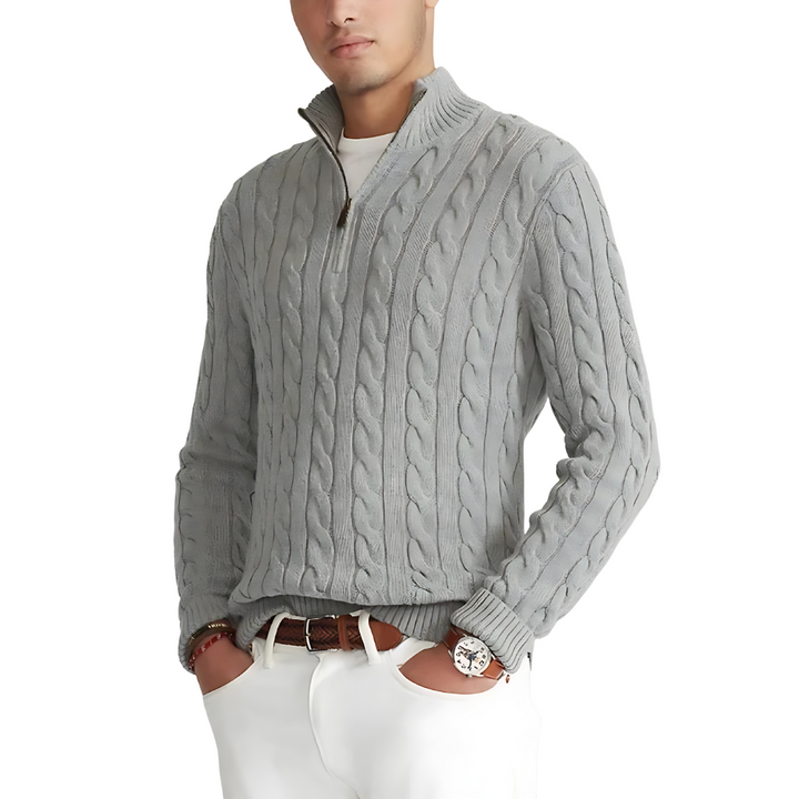 Half-Zip Sweater – Ribbed Texture & Shaped Fit