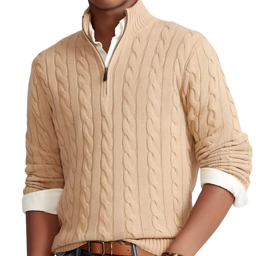 Half-Zip Sweater – Ribbed Texture & Shaped Fit