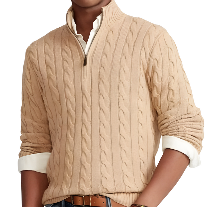 Half-Zip Sweater – Ribbed Texture & Shaped Fit