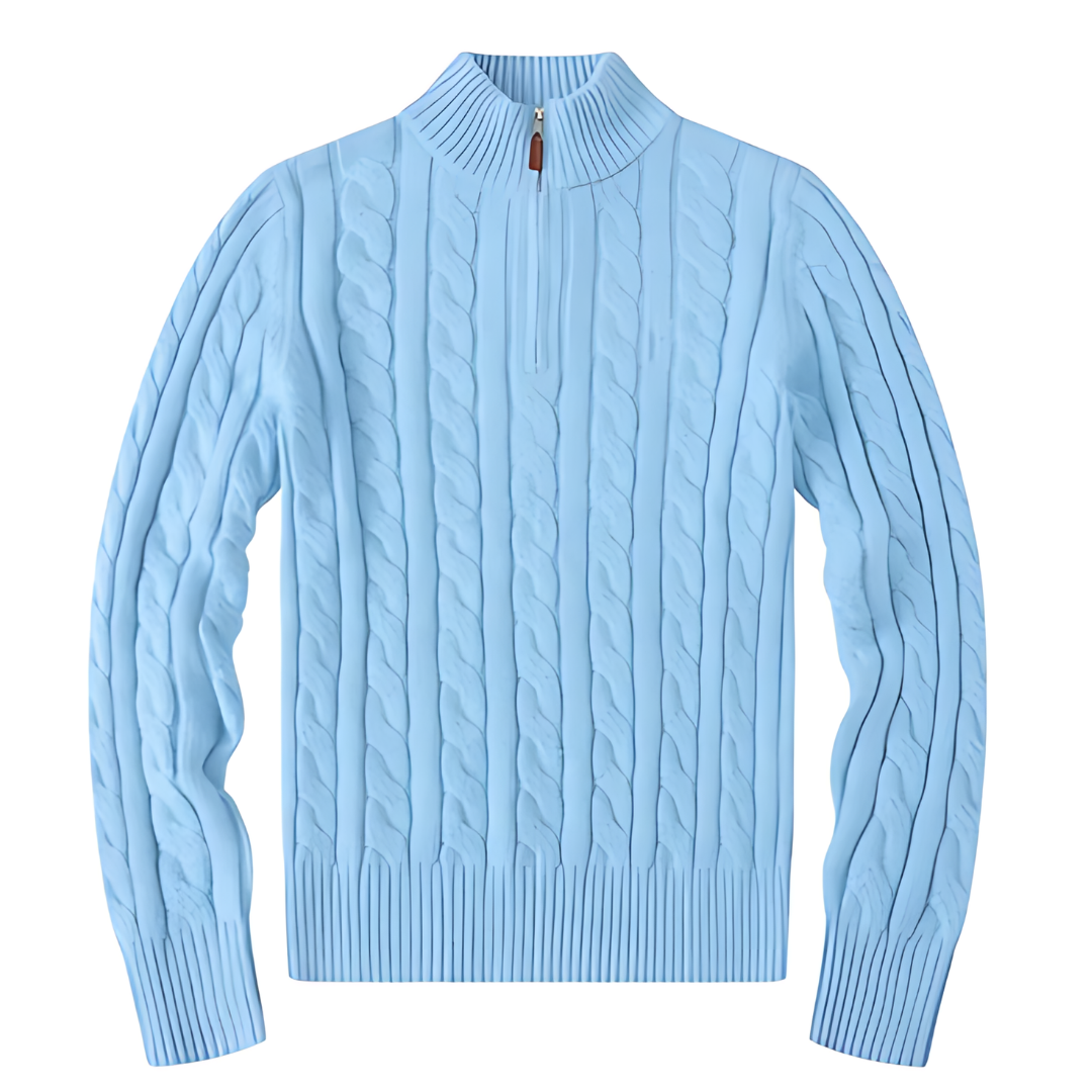 Half-Zip Sweater – Ribbed Texture & Shaped Fit