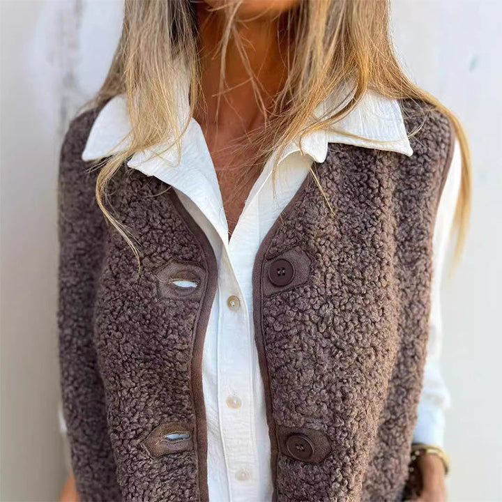 Sherpa Vest – Button Front & Plush Textured Finish