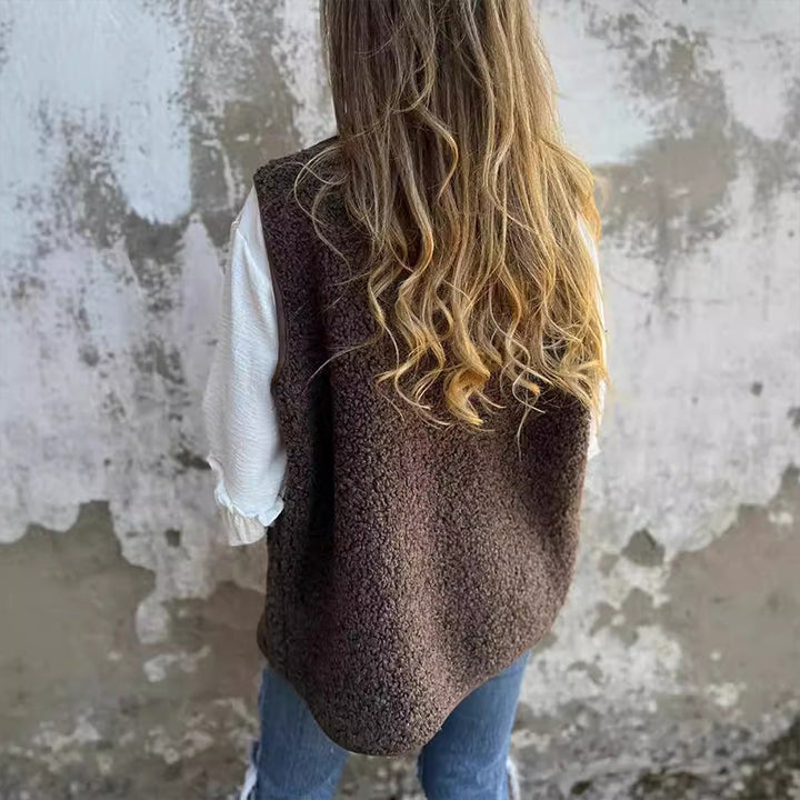 Sherpa Vest – Button Front & Plush Textured Finish