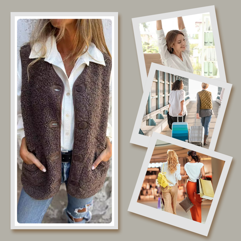 Sherpa Vest – Button Front & Plush Textured Finish