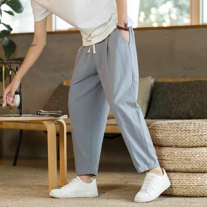 Wide-Leg Trousers – Elastic Waist & Tapered Hem