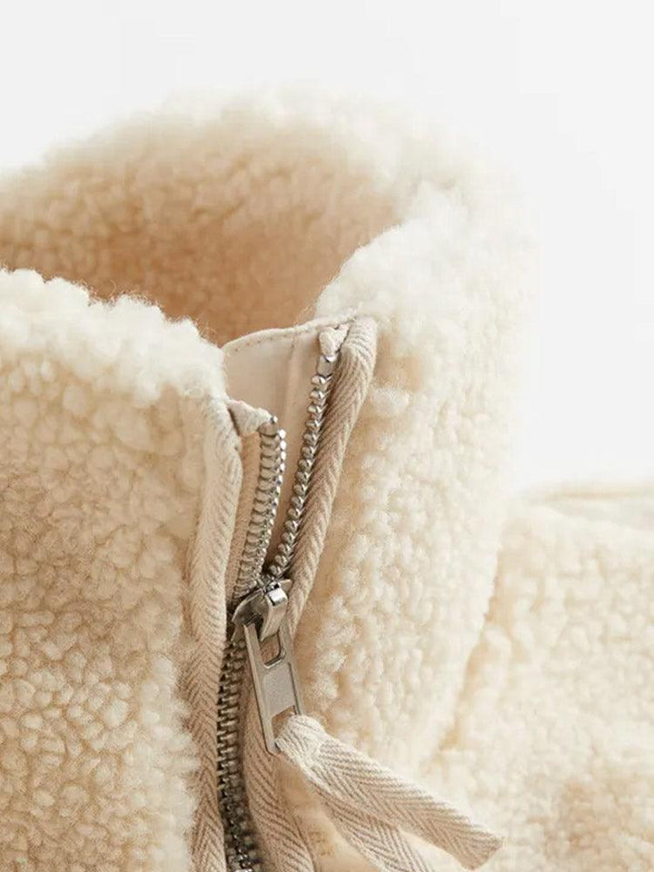 Wool-Blend Jacket – Fluffy Finish & Relaxed Zip Shape
