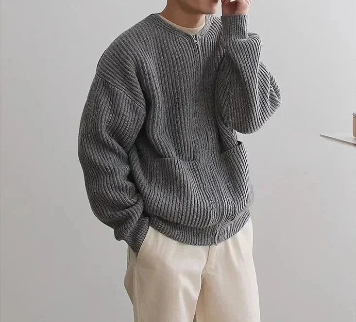 Zip Jumper – Ribbed Texture & Relaxed Fit