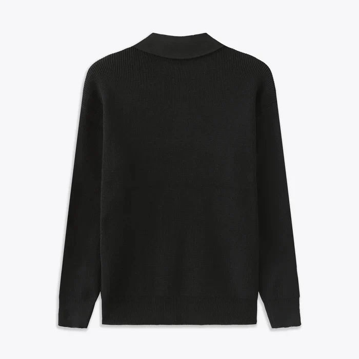 Zip Sweater – Ribbed Texture & Turn-Down Collar